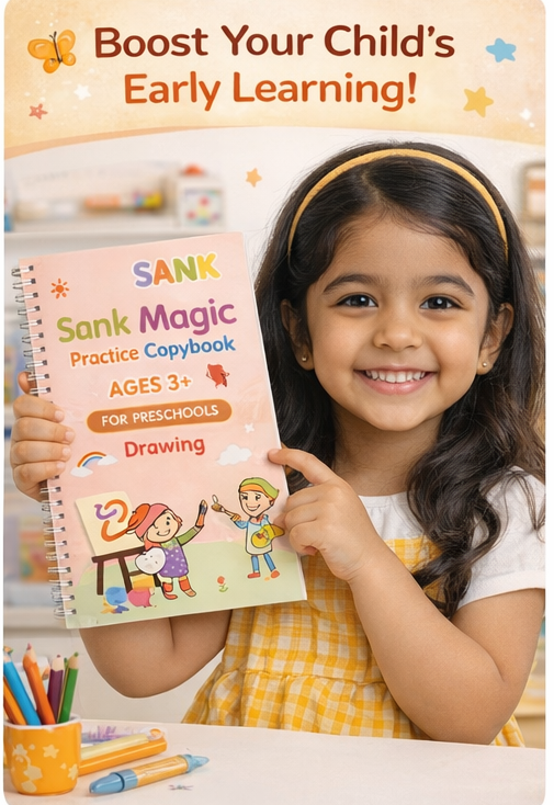 TrendCart™ SANK Magic Practice Copybook  Fun Learning for Little Writers new